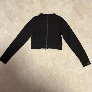 SET Active Black Cropped Zip-Up Top